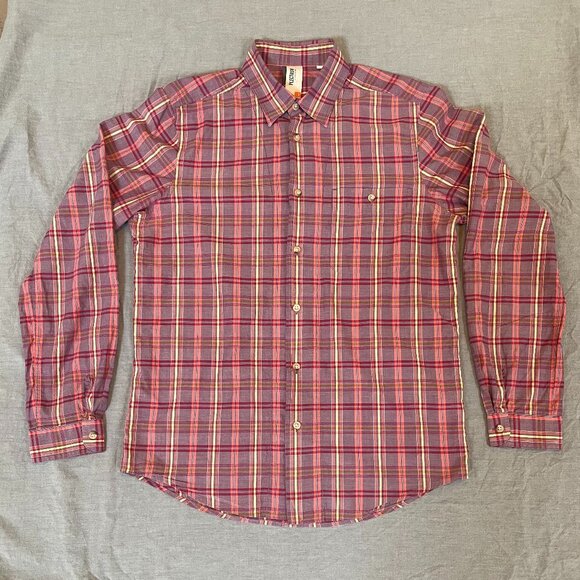 Ben Sherman, Plectrum Men Medium Long sleeve button purple red orange - Picture 1 of 4